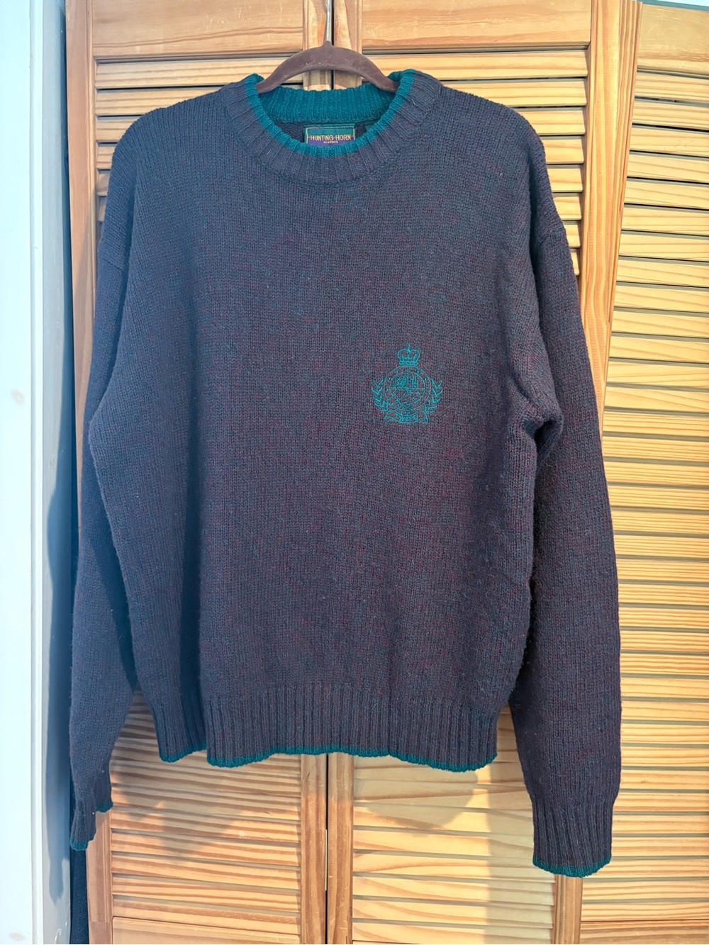 Vintage Shetland Wool 90s Hunting Horn Sweater Cabincore Eclectic Grandpa Core